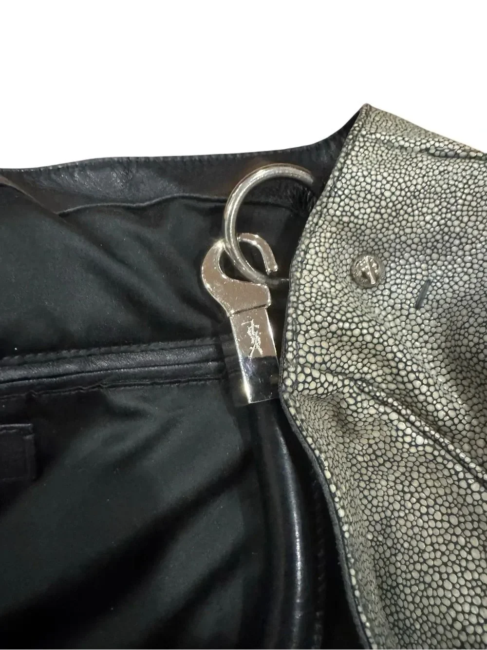 Yves Saint Laurent Vintage Olive Gray Exotic YSL Rive Gauche Roadie Hobo Bag